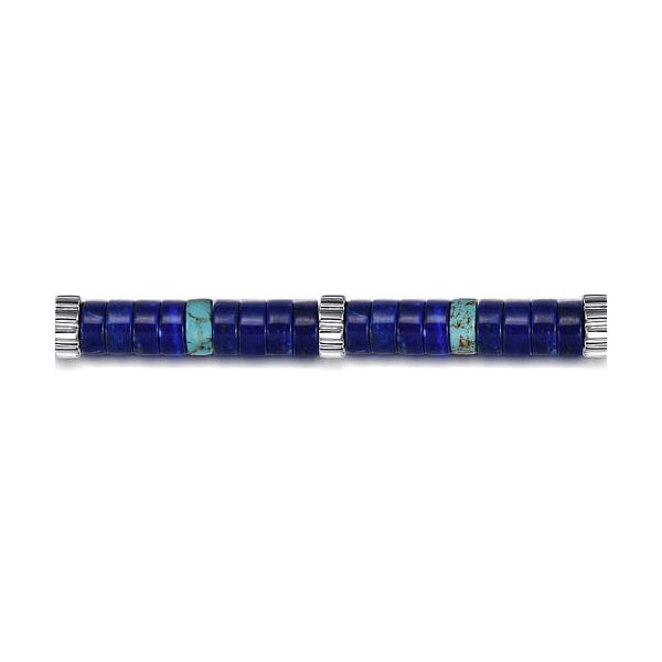 Sterling Silver Lapis & Turquoise Cylinder Bead Bracelet Image 2 Venus Jewelers Somerset, NJ