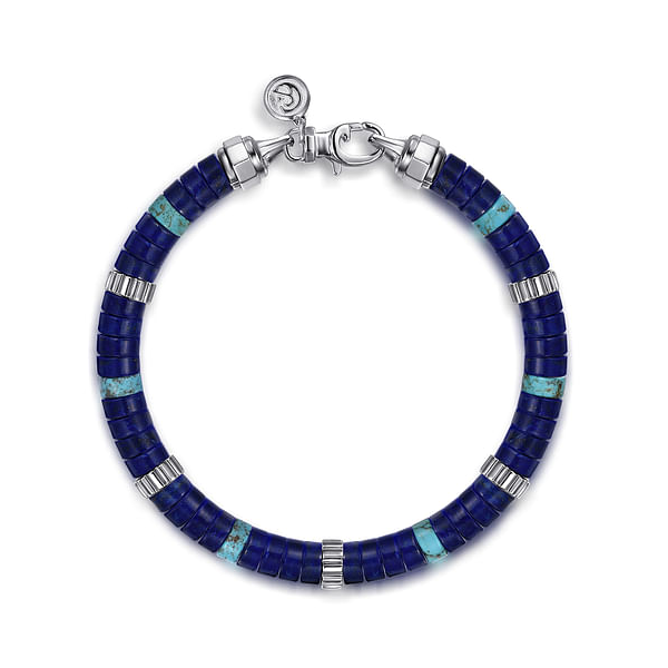 Sterling Silver Lapis & Turquoise Cylinder Bead Bracelet Venus Jewelers Somerset, NJ