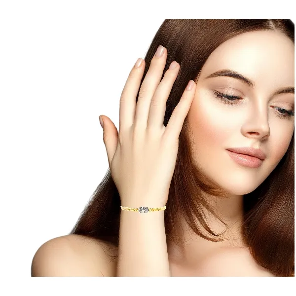 Sterling Silver Double 2mm Mesh Cuff with CZ – Two-Tone 18K Gold & Rhodium Image 2 Venus Jewelers Somerset, NJ