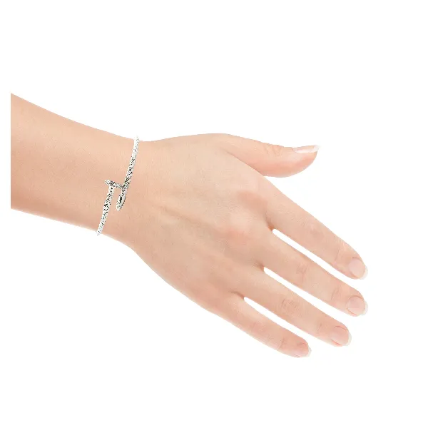 Sterling Silver 3mm Mesh Cuff with Cubic Zirconia – Rhodium Finish Image 2 Venus Jewelers Somerset, NJ