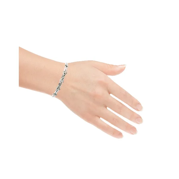 Sterling Silver Double 2mm Mesh Cuff with Cubic Zirconia – Rhodium Finish Image 2 Venus Jewelers Somerset, NJ