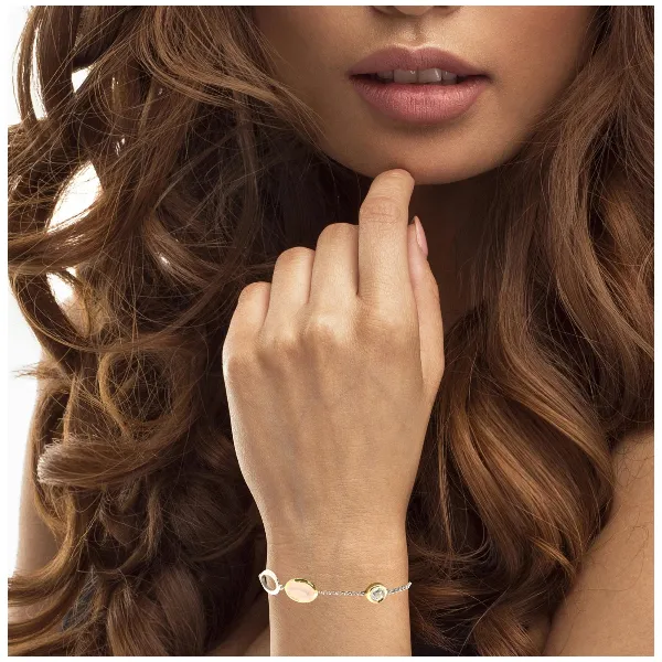 Sterling Silver Oval Rose Quartz & White Topaz Bracelet – Adjustable Length Image 2 Venus Jewelers Somerset, NJ