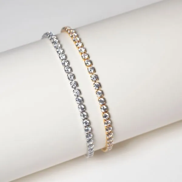 18kt Gold Plated Sterling Silver Tennis Bracelet with Cubic Zirconia Image 2 Venus Jewelers Somerset, NJ