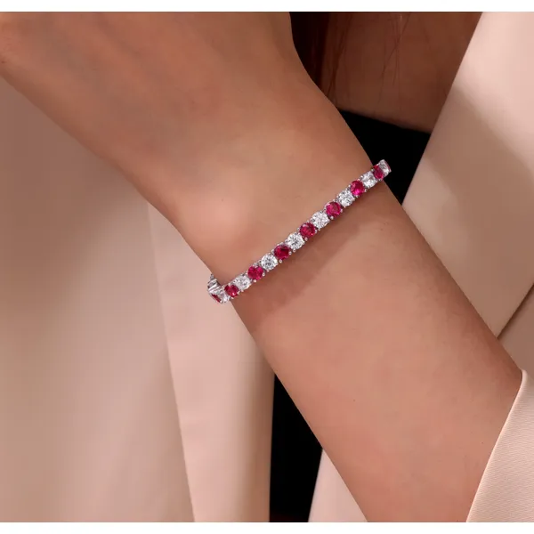 Sterling Silver Tennis Bracelet with 11.0ct Lab-Grown Rubies & Sapphires – 7.25