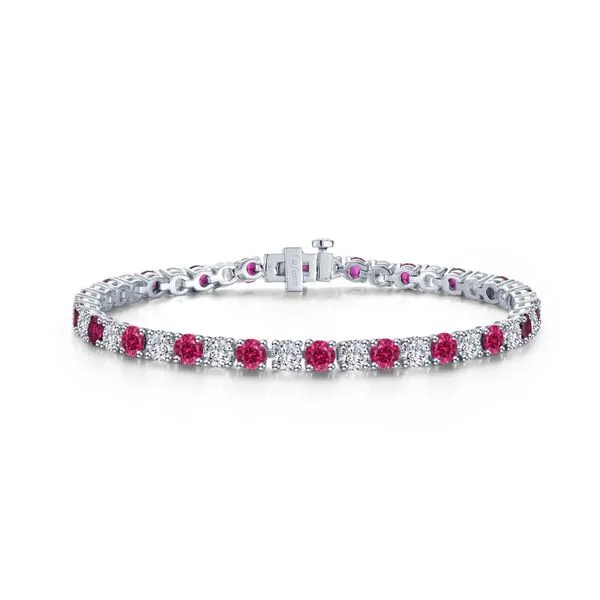 Sterling Silver Tennis Bracelet with 11.0ct Lab-Grown Rubies and Sapphires – 7.25