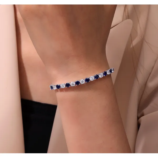 Sterling Silver Tennis Bracelet with 11.0ct Lab-Grown Blue Sapphires – 7.25