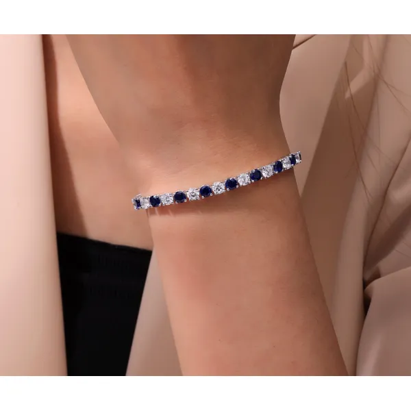 Sterling Silver Tennis Bracelet with 11.0ct Lab-Grown Blue Sapphires – 7.25