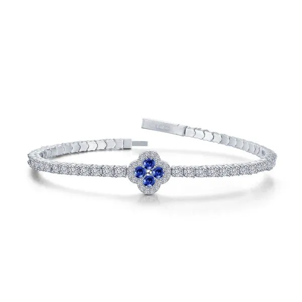 Sterling Silver Quatrefoil Flex Tennis Bracelet – Created Sapphires & CZ, 6.8” Venus Jewelers Somerset, NJ
