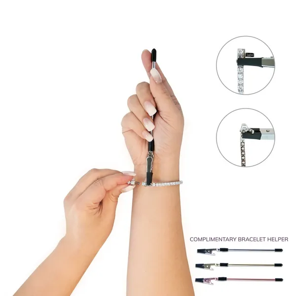 Black & White Sterling Silver Flexible Bracelet with Simulated Diamonds Image 2 Venus Jewelers Somerset, NJ