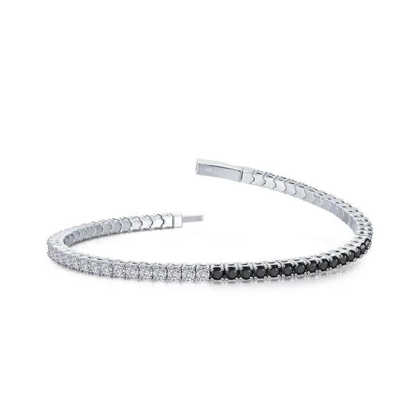 Black & White Sterling Silver Flexible Bracelet with Simulated Diamonds Venus Jewelers Somerset, NJ