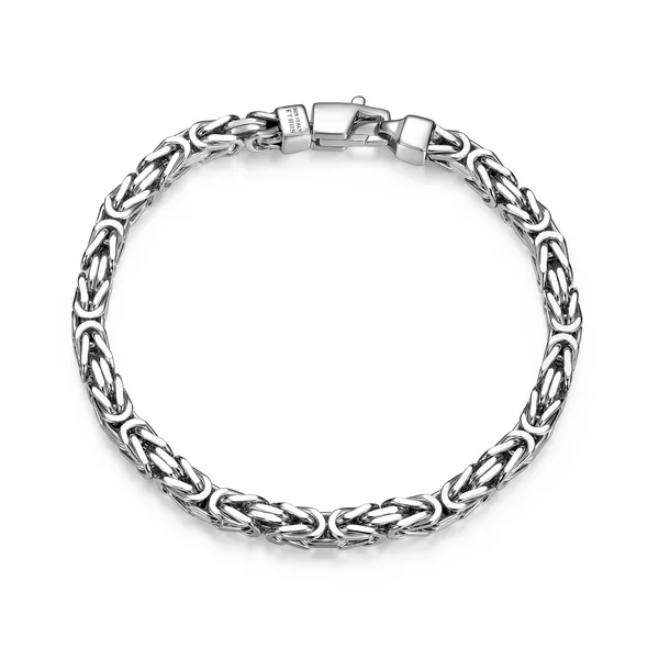 Men’s Sterling Silver Fancy Link Bracelet – White Rhodium Finish (8.5