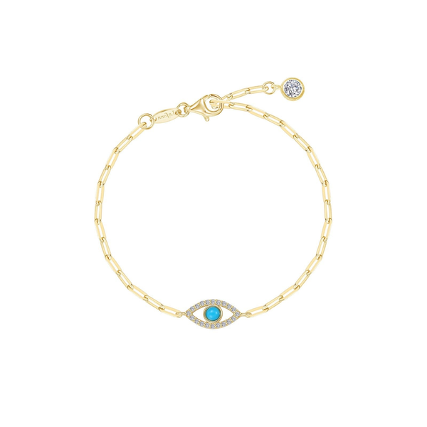 Gold-Plated Sterling Silver Evil Eye Bracelet – 6.8” Venus Jewelers Somerset, NJ