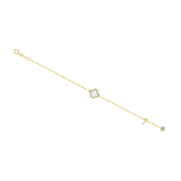 Gold-Plated Sterling Silver Mother-of-Pearl Paperclip Bracelet – 6.8” Image 2 Venus Jewelers Somerset, NJ