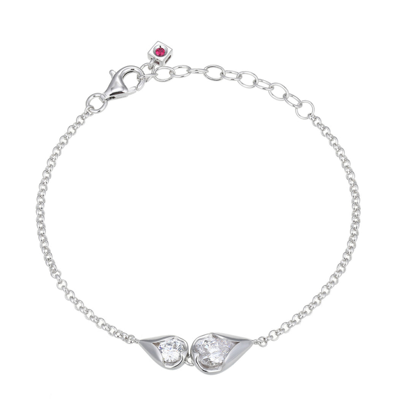 Sterling Silver Toi et Moi Tulip Bracelet with Cubic Zirconia – 6.5” Venus Jewelers Somerset, NJ