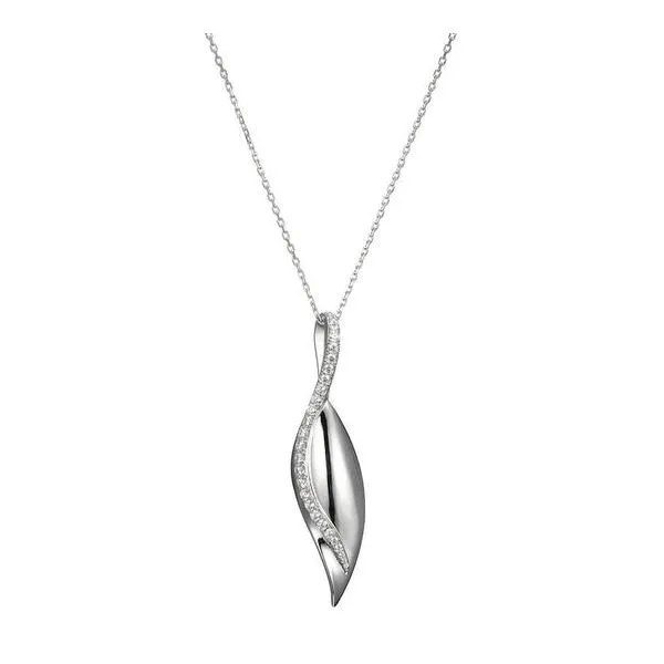 Sterling Silver Leaf Necklace with CZ Venus Jewelers Somerset, NJ