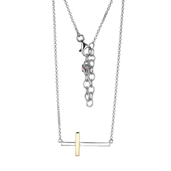 Sterling Silver Twon-Tone Cross Pendant Necklace Venus Jewelers Somerset, NJ