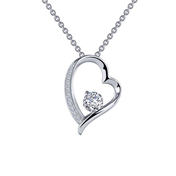 Lafonn Sterling Silver Heart Pendant Set With CZ On Adjustable 20 Inch Chain Venus Jewelers Somerset, NJ