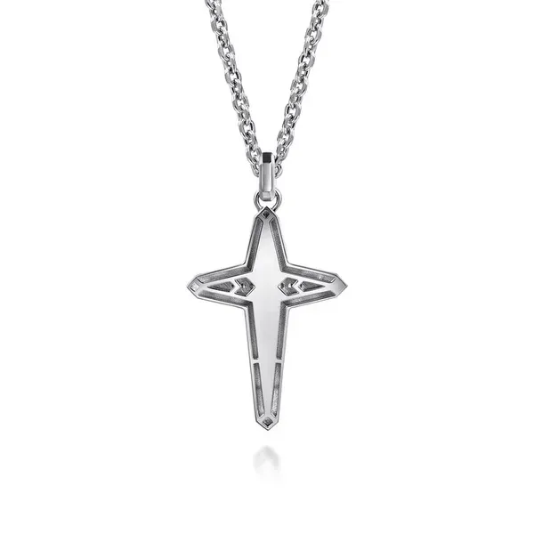 Cable Silver Pendant Necklace with 0.19 TW Round Diamonds, 22-Inch Length Image 2 Venus Jewelers Somerset, NJ