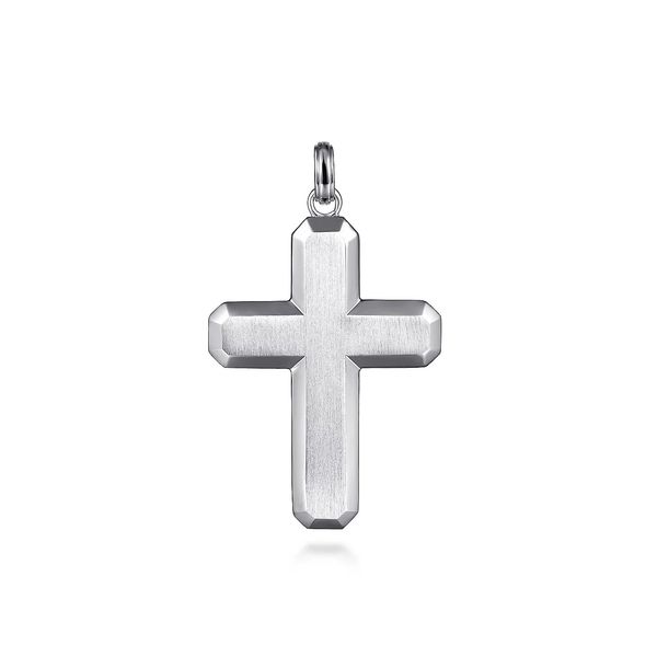 Men’s Brushed Sterling Silver Cross Pendant Venus Jewelers Somerset, NJ
