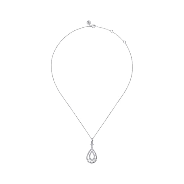 Sterling Silver White Sapphire Teardrop Pendant Necklace Image 2 Venus Jewelers Somerset, NJ