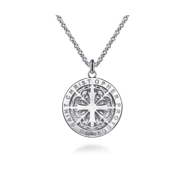 Sterling Silver St. Christopher Pendant Necklace Image 2 Venus Jewelers Somerset, NJ