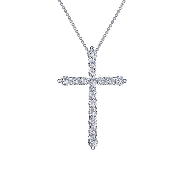 Sterling Silver Simulated Diamond Cross Pendants on 18