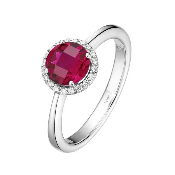 Lafonn Sterling Silver Lab Grown Ruby w/ Halo Ring Venus Jewelers Somerset, NJ