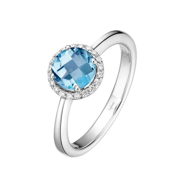 Lafonn Sterling Silver Blue Topaz w/ Halo Ring Venus Jewelers Somerset, NJ