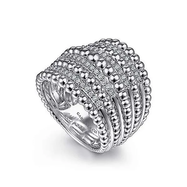 Sterling Silver White Sapphire Wide Bujukan Ring Image 2 Venus Jewelers Somerset, NJ