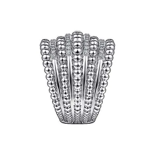 Sterling Silver White Sapphire Wide Bujukan Ring Image 3 Venus Jewelers Somerset, NJ