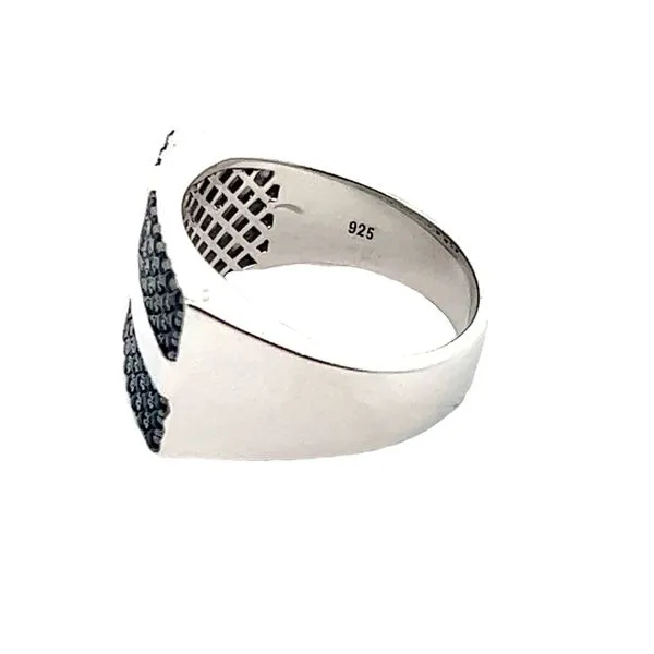 Men's Black Sapphire Sterling Silver Ring Image 2 Venus Jewelers Somerset, NJ