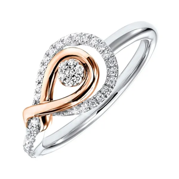 Two-Tone 14k Rose and White Sterling Silver Diamond Infinity Knot Ring Venus Jewelers Somerset, NJ