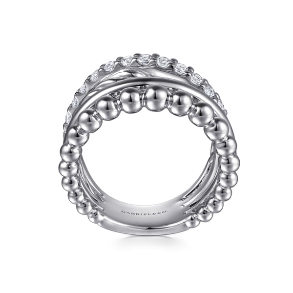 Sterling Silver White Sapphire Twisted Stackable Ring Image 2 Venus Jewelers Somerset, NJ