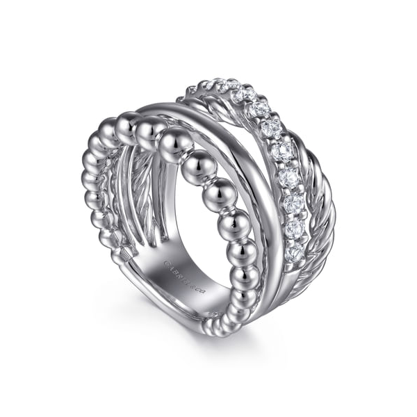 Sterling Silver White Sapphire Twisted Stackable Ring Image 3 Venus Jewelers Somerset, NJ
