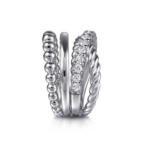 Sterling Silver White Sapphire Twisted Stackable Ring Image 4 Venus Jewelers Somerset, NJ