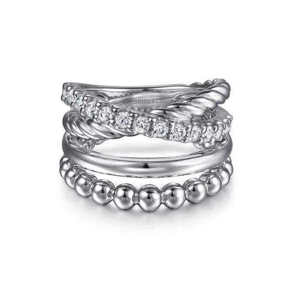 Sterling Silver White Sapphire Twisted Stackable Ring Venus Jewelers Somerset, NJ