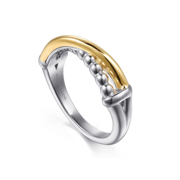 Two-Tone Criss Cross Ring in 14K Yellow Gold & Sterling Silver Image 2 Venus Jewelers Somerset, NJ