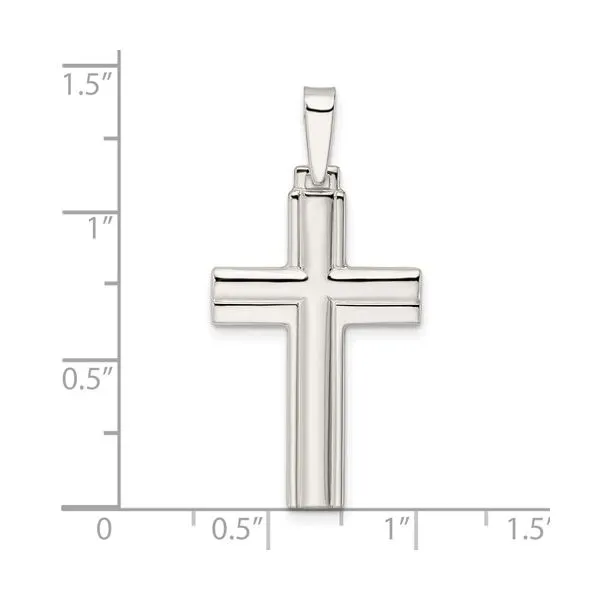 Sterling Silver Polished with Lines Latin Cross Pendant Image 3 Venus Jewelers Somerset, NJ
