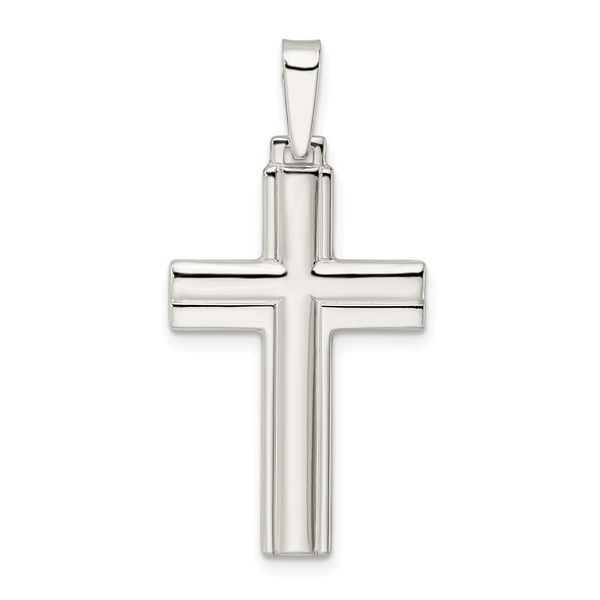 Sterling Silver Polished with Lines Latin Cross Pendant Venus Jewelers Somerset, NJ