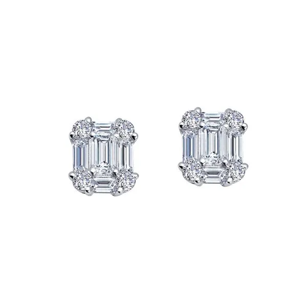 Sterling Silver Ermeral and Round CZ Studs Venus Jewelers Somerset, NJ