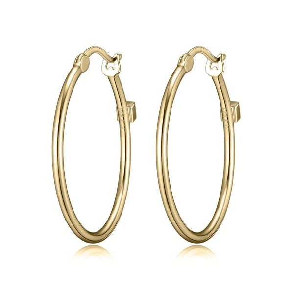 Sterling Silver 30mm Round Wire Hoop Earrings 18K Yellow Gold Plated Venus Jewelers Somerset, NJ
