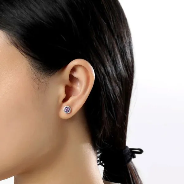 Sterling Silver Amethyst Birthstone Stud Earrings Image 2 Venus Jewelers Somerset, NJ