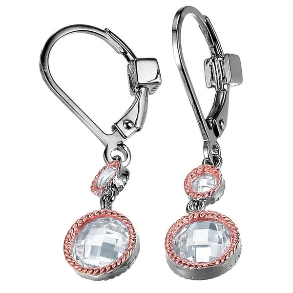 Sterling Silver and Round  CZ Drop Earrings Venus Jewelers Somerset, NJ