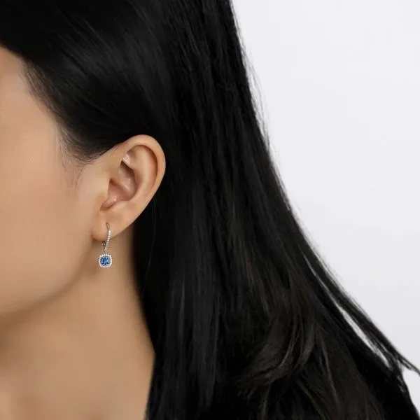 Lafonn Sterling Silver Bonded In Platnum CZ Leverback Halo Drop Earrings Image 2 Venus Jewelers Somerset, NJ