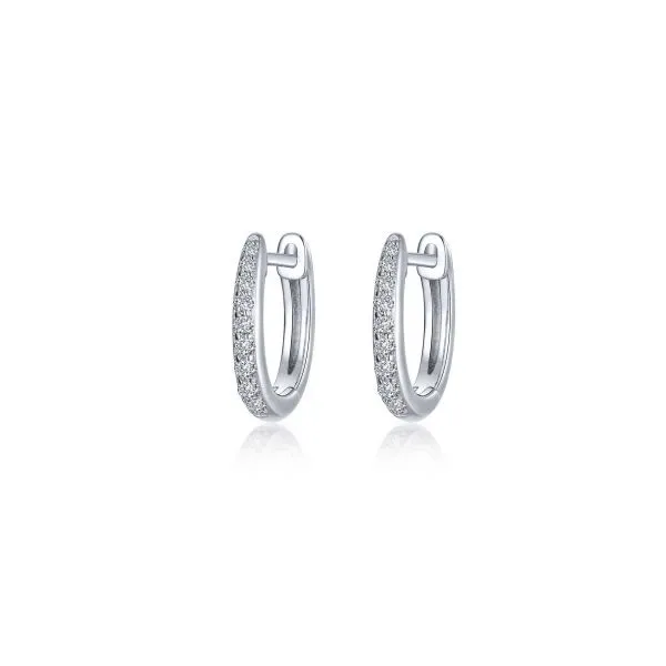 Lafonn Sterling Silver CZ Huggie Earrings Bonded With Platinum Venus Jewelers Somerset, NJ