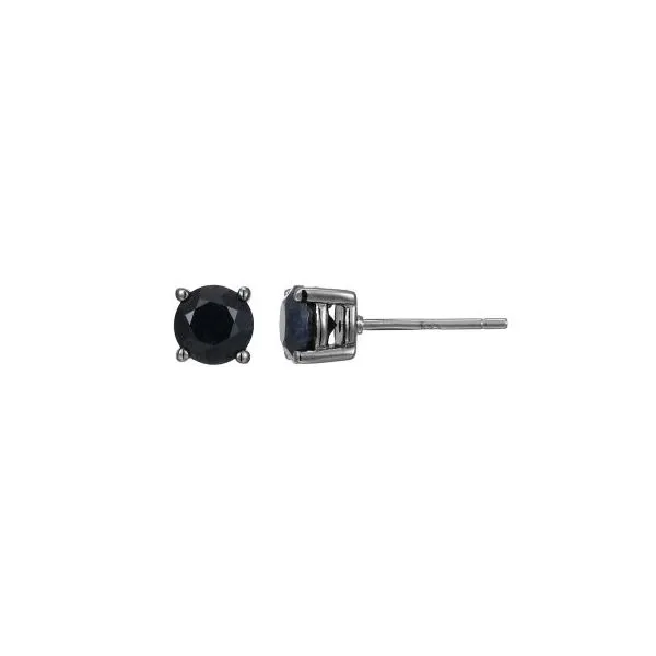 Men's Sterling Silver Gun Color Stud Earrings with Black Sapphires Venus Jewelers Somerset, NJ