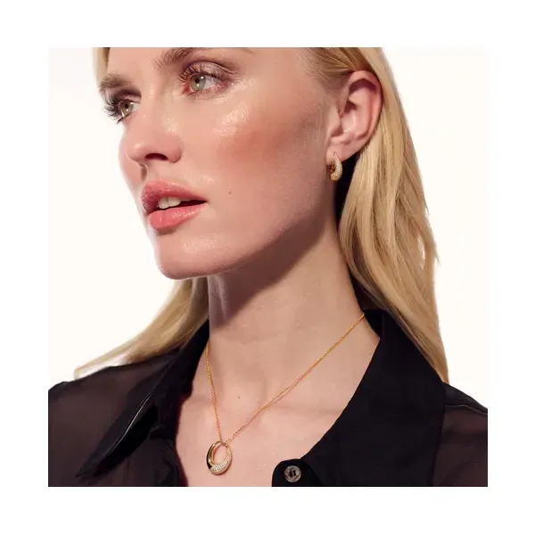 Pave Crystal Twist Gold Over Sterling Silver Earrings Image 3 Venus Jewelers Somerset, NJ