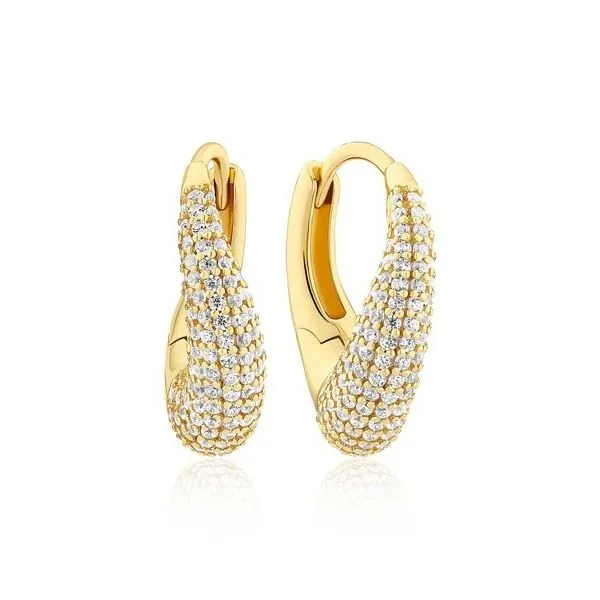 Pave Crystal Twist Gold Over Sterling Silver Earrings Venus Jewelers Somerset, NJ