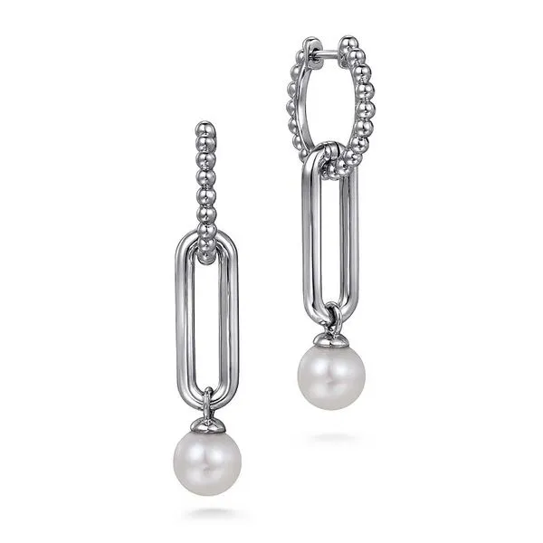 Paperclip Drop Freshwater Pearl Earrings Venus Jewelers Somerset, NJ