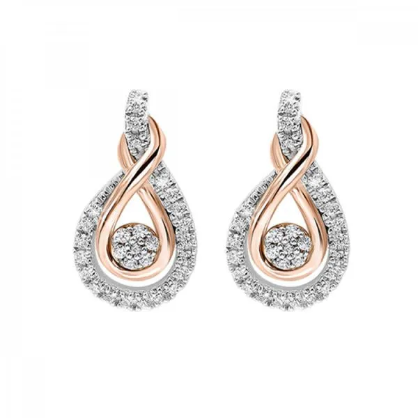 Rose & White 14K & Sterling Silver Infinity Drop Earrings with Round Diamonds Venus Jewelers Somerset, NJ
